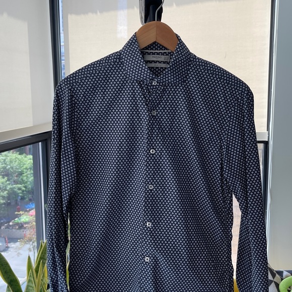 Mango Button Down Shirt in Navy pattern - Picture 2 of 4